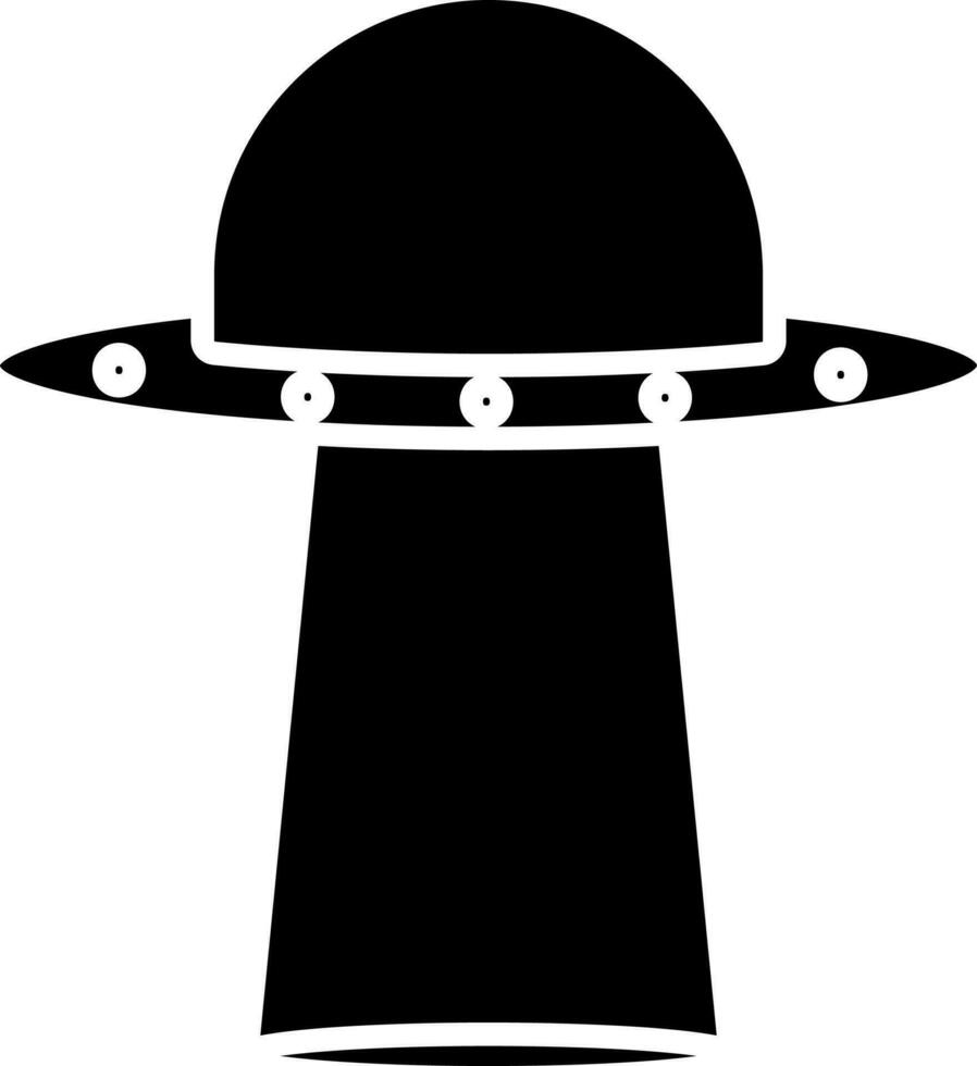UFO Icon In Black and White Color. vector