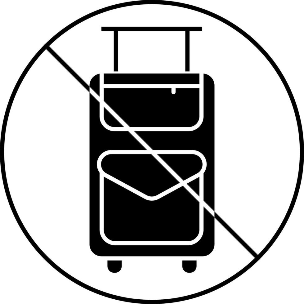 Black and White No Bag Or Travel Icon In Flat Style. vector