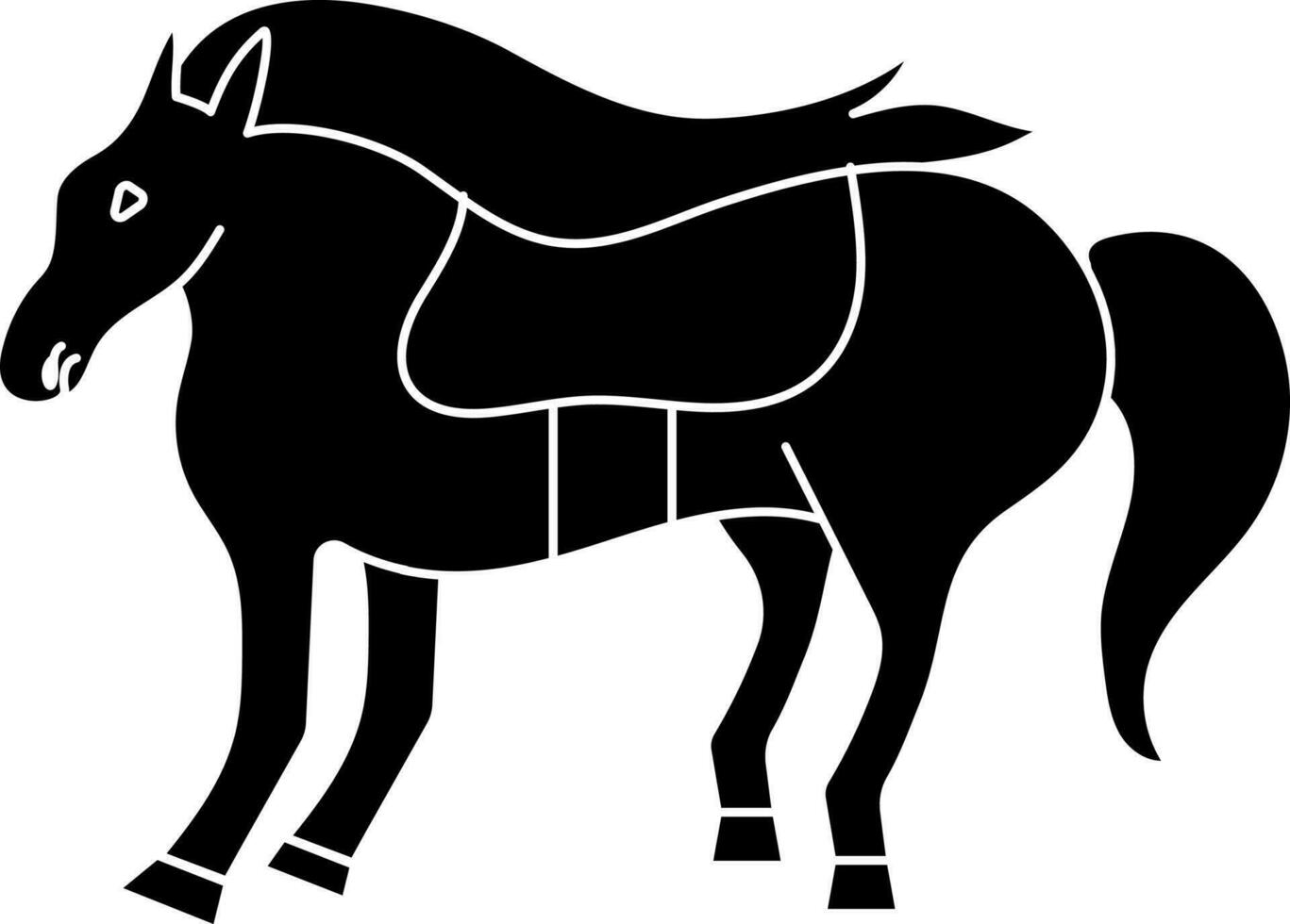 Horse Icon In Glyph Style. vector