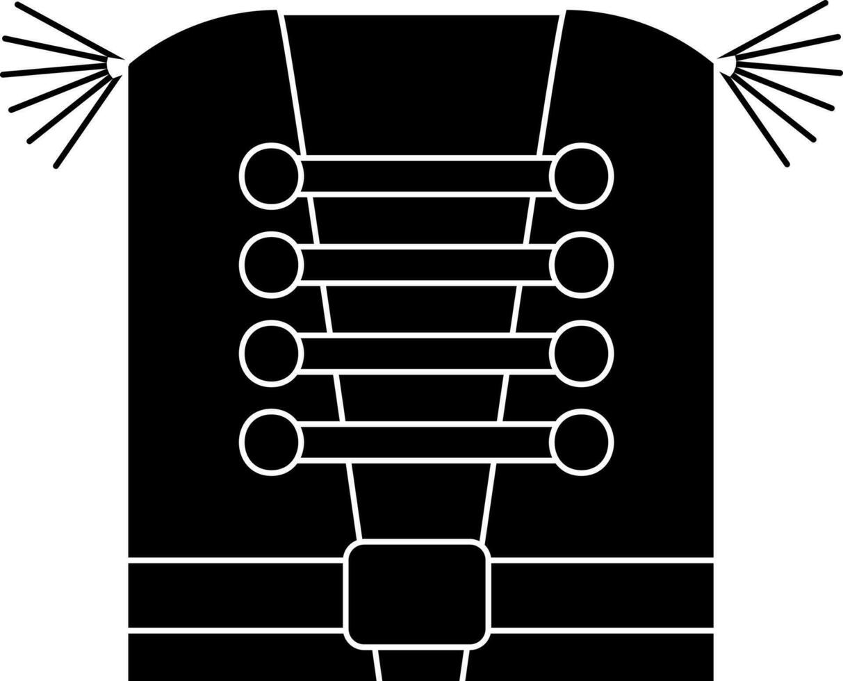 Cowboy Vest Icon In Black and White Color. vector