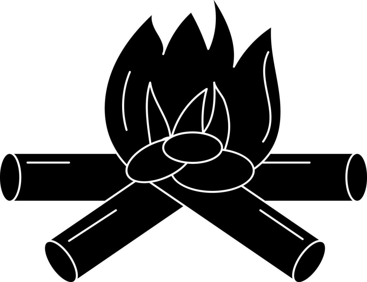 Bonfire Icon In Black and White Color. vector