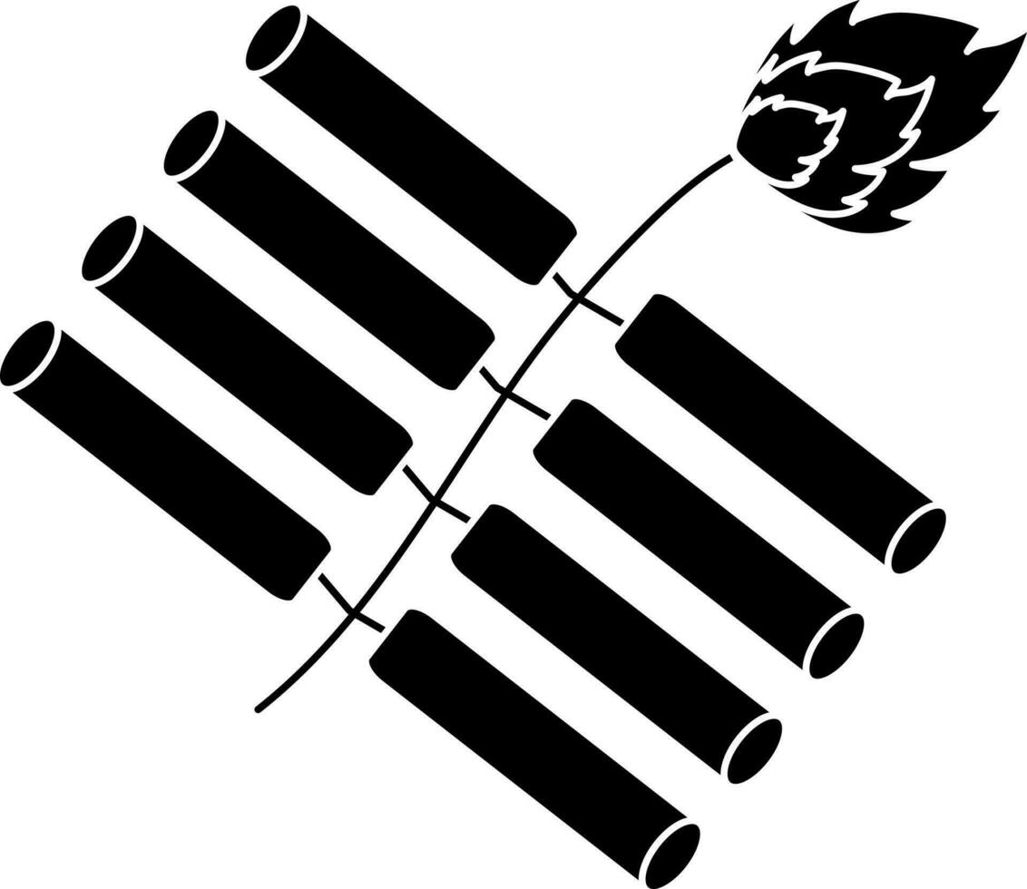 Black And White Dynamite Bomb Icon Or Symbol. vector