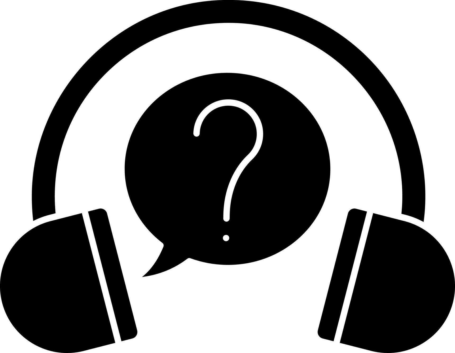 Ask Question With Headphone Icon In Black and White Color. 24251794