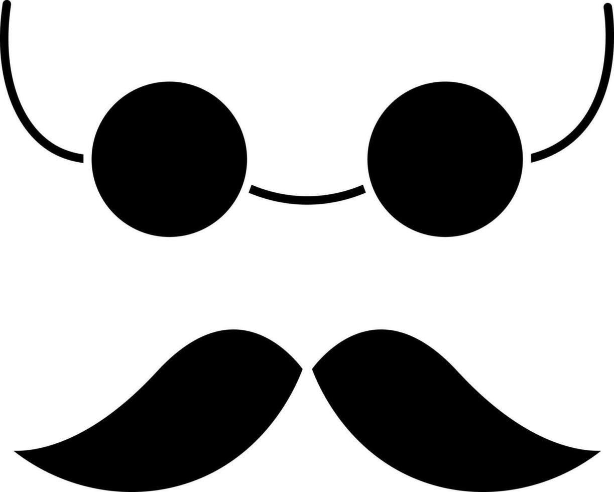 Mustache And Glasses Icon In Glyph Style. vector