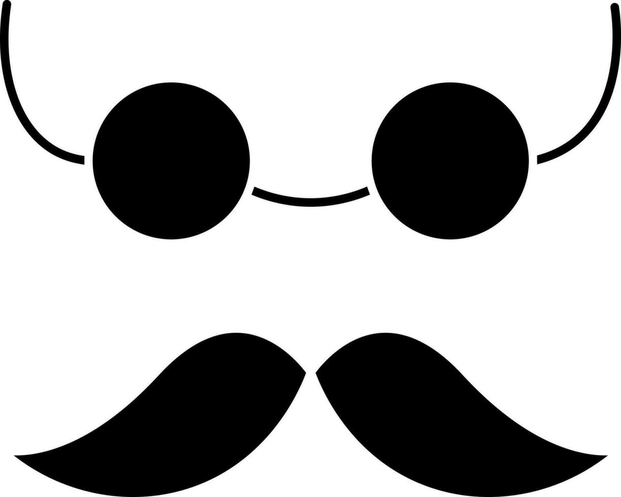 Bigote y lentes icono en glifo estilo. vector