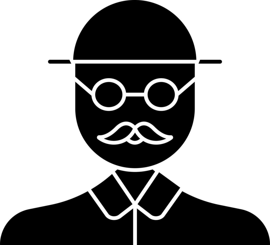 Cartoon Man Icon In Black and White Color. vector