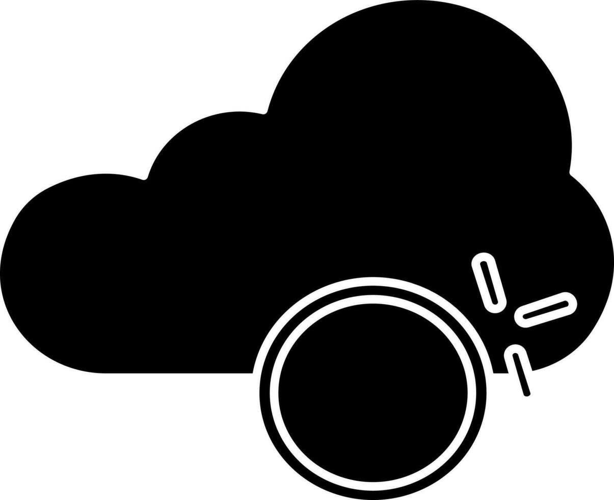 Cloud With Coin Icon In Glyph Style. vector