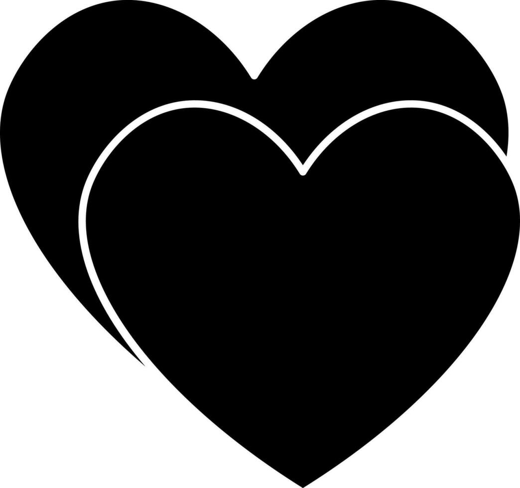 Overlapping Hearts Icon In Glyph Style. vector