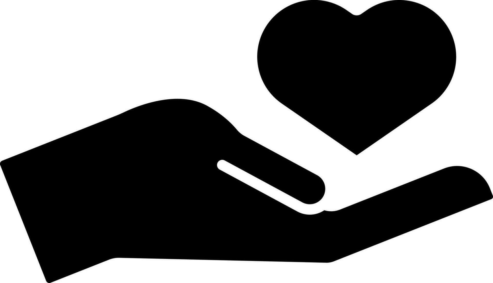 Hand Holding Heart Icon In Glyph Style. vector