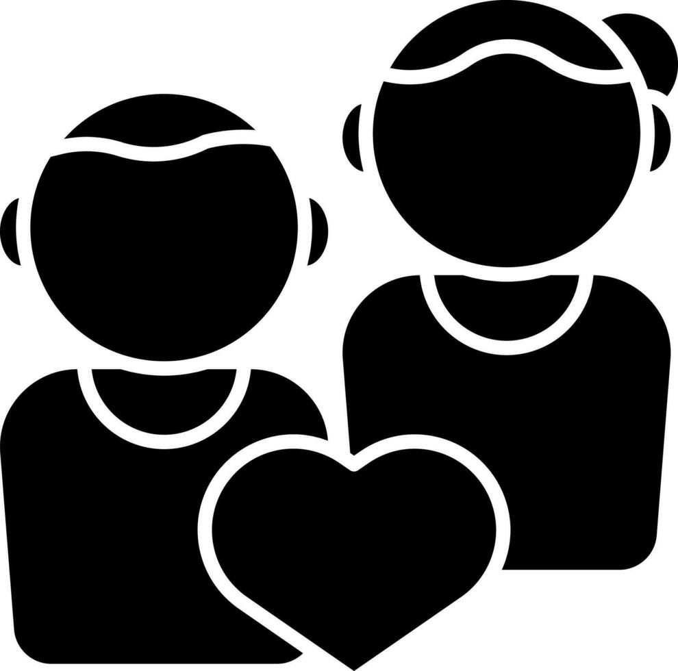 Faceless Couple With Heart Icon In Black and White Color. vector