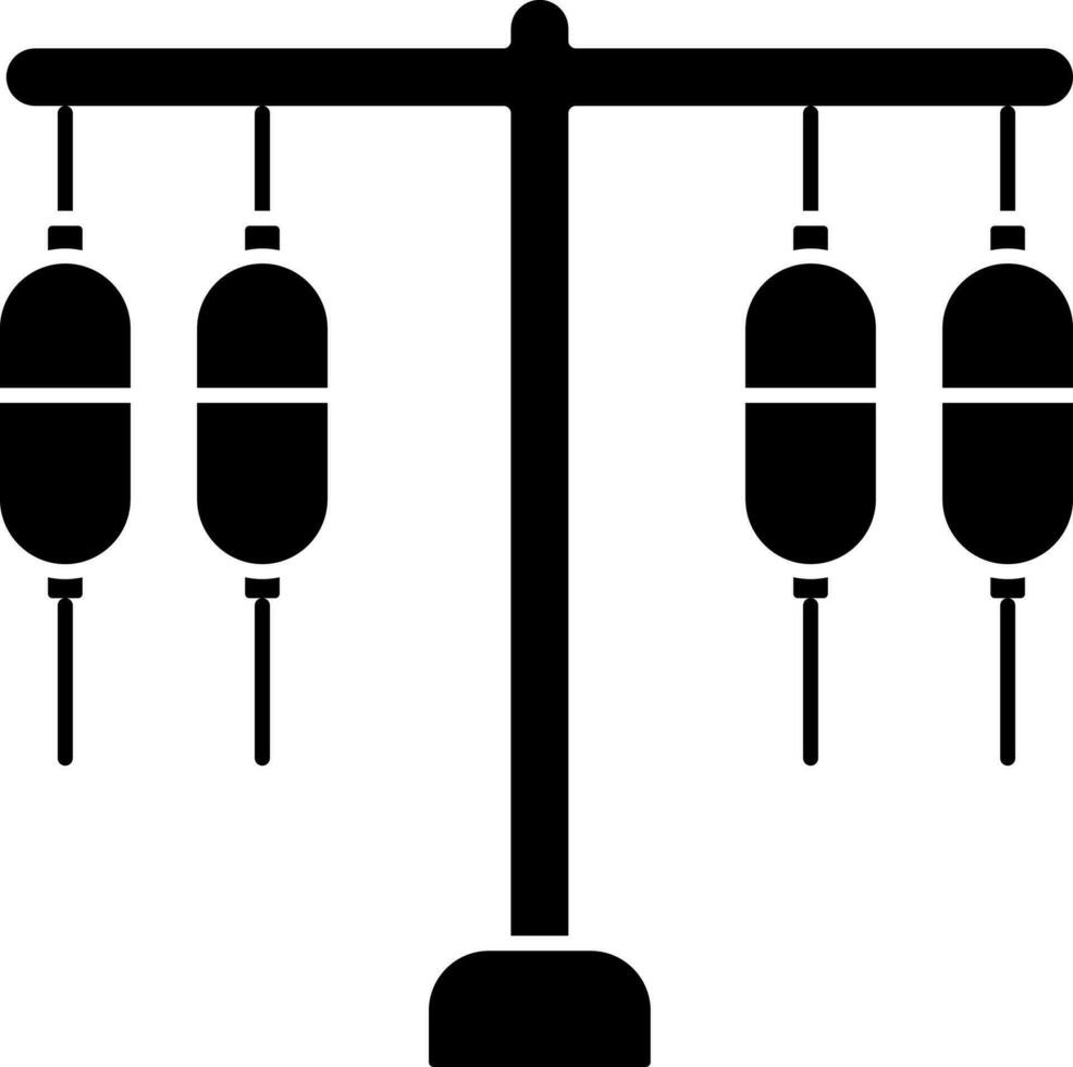 Saline Or IV Stand Icon In Black and White Color. vector