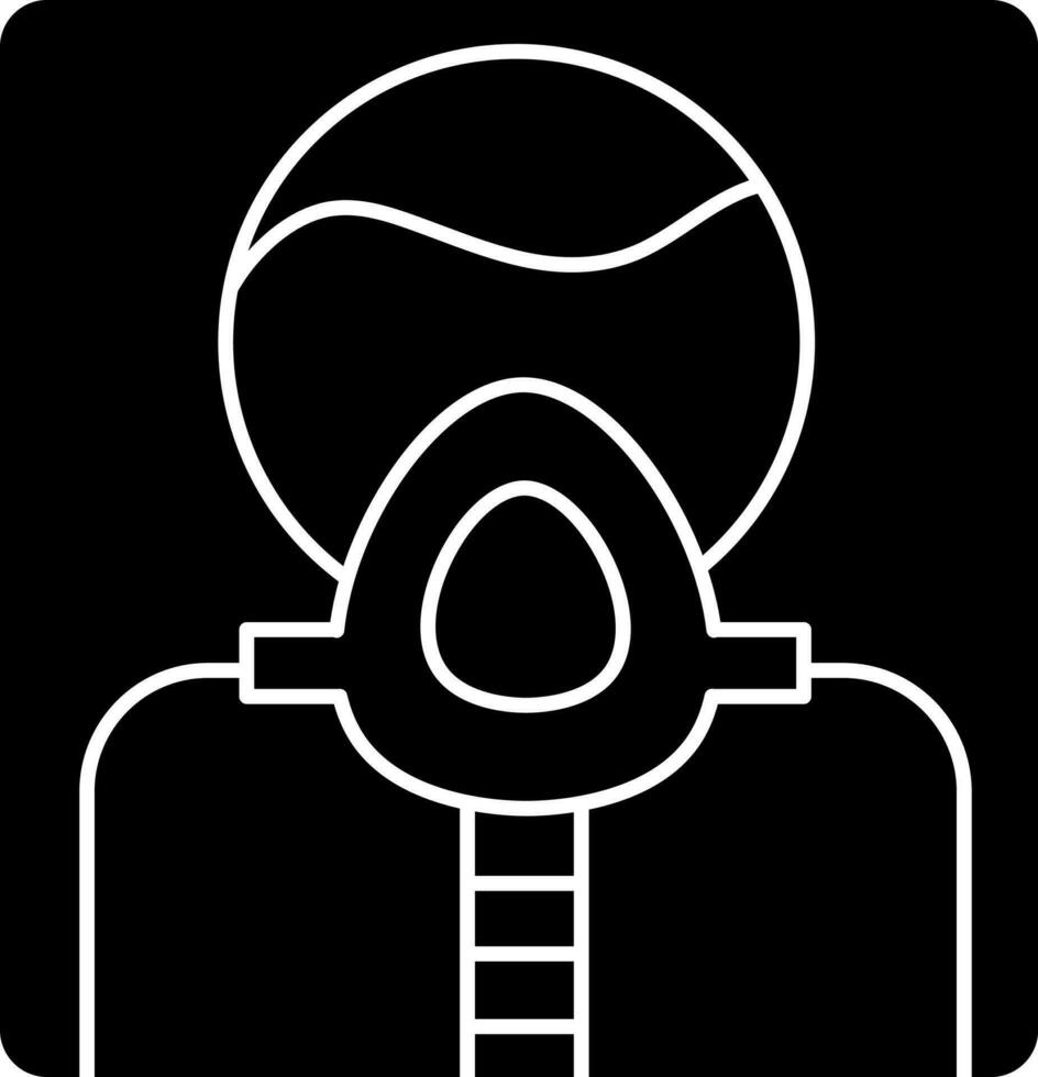 Nebulizer Oxygen Mask For Asthmatic Icon In Black and White Color. vector