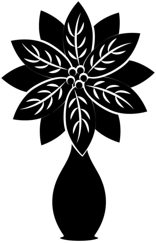 flor maceta o florero icono en negro y blanco color. vector