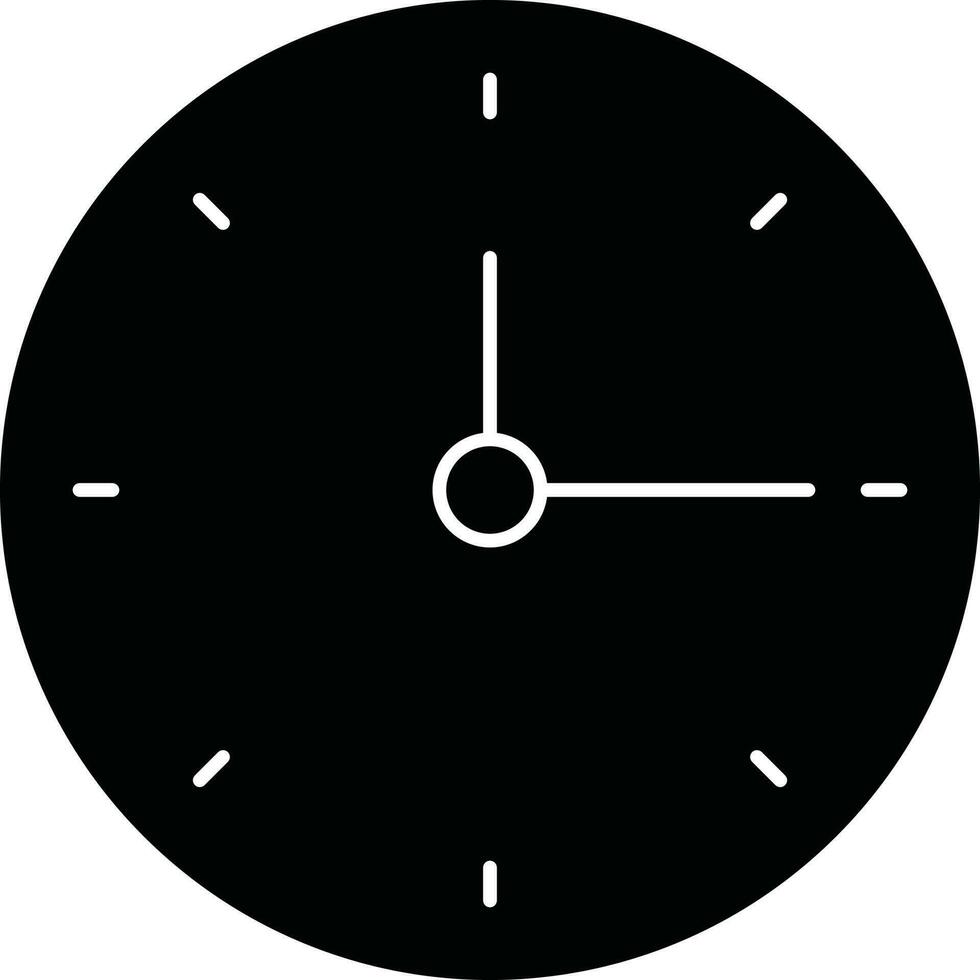 aislado reloj icono en negro y blanco color. vector