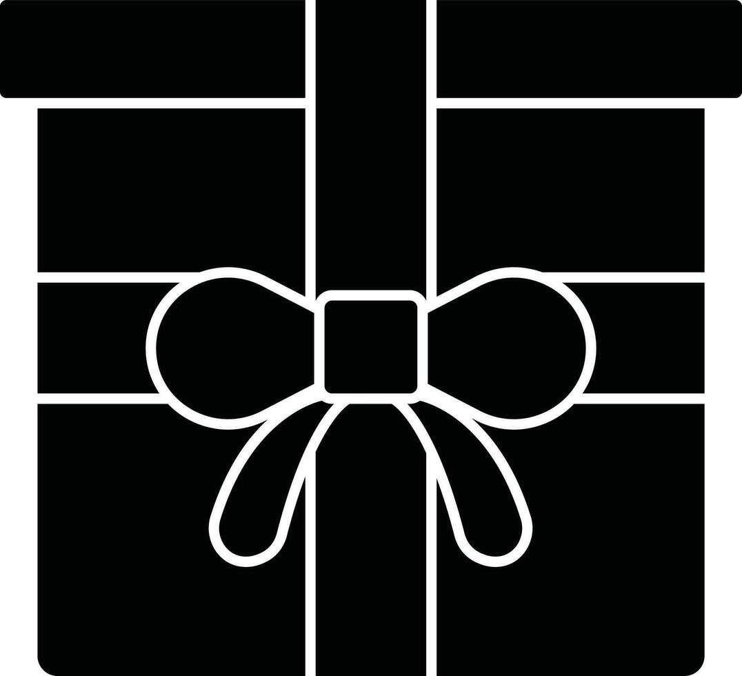 Gift Box Or Present Icon In Glyph Style. vector