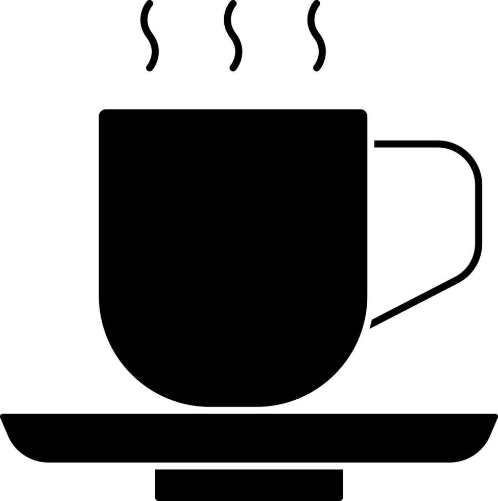 Glyph Style Hot Coffee Cup Icon. vector