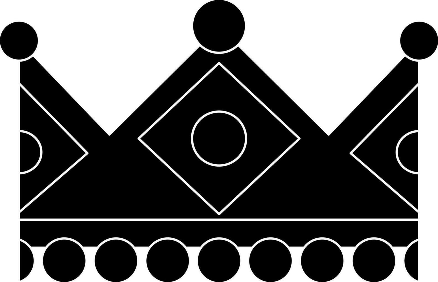 Decorated Black and White crown in flat style. vector