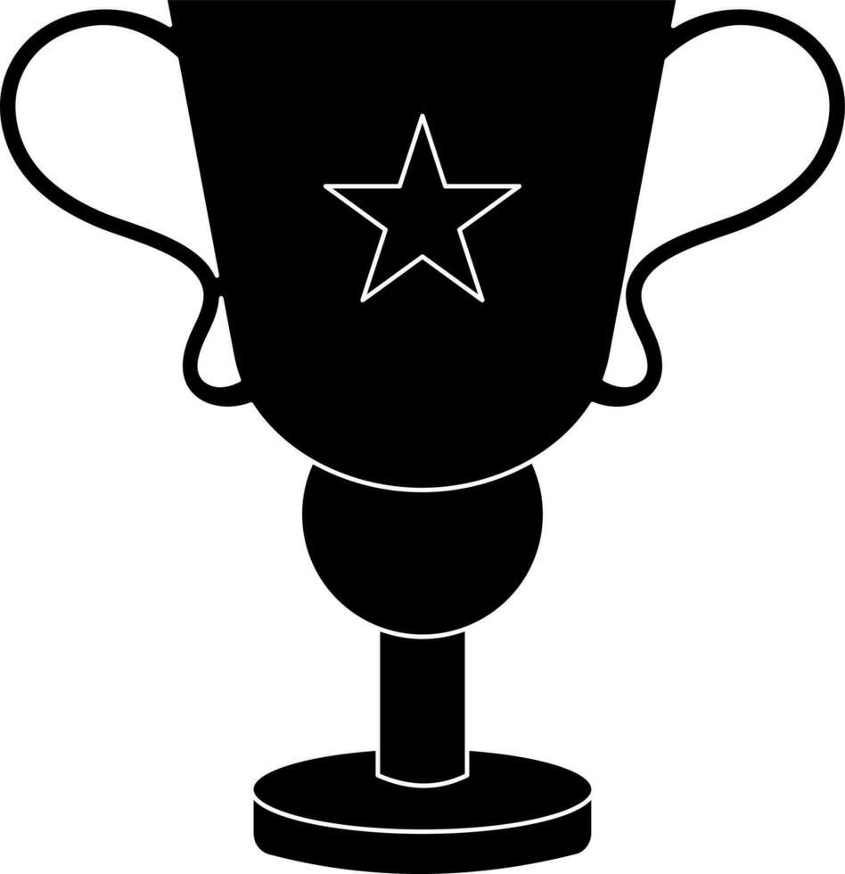 Black and White star on trophy cup. vector