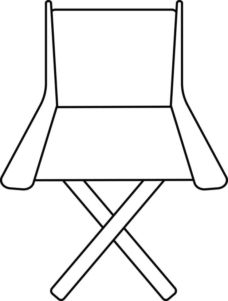 Flat style director chair. Black line art illustration. vector