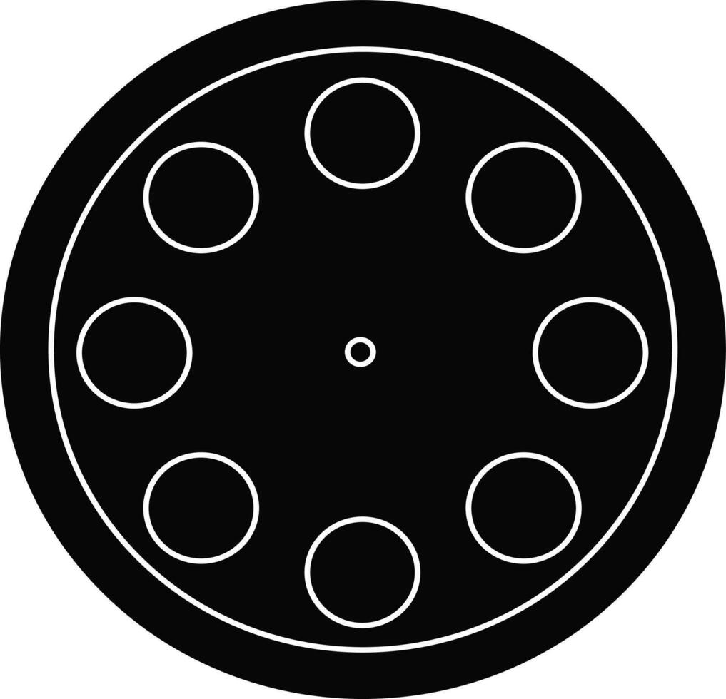 Black and white round film reel. vector
