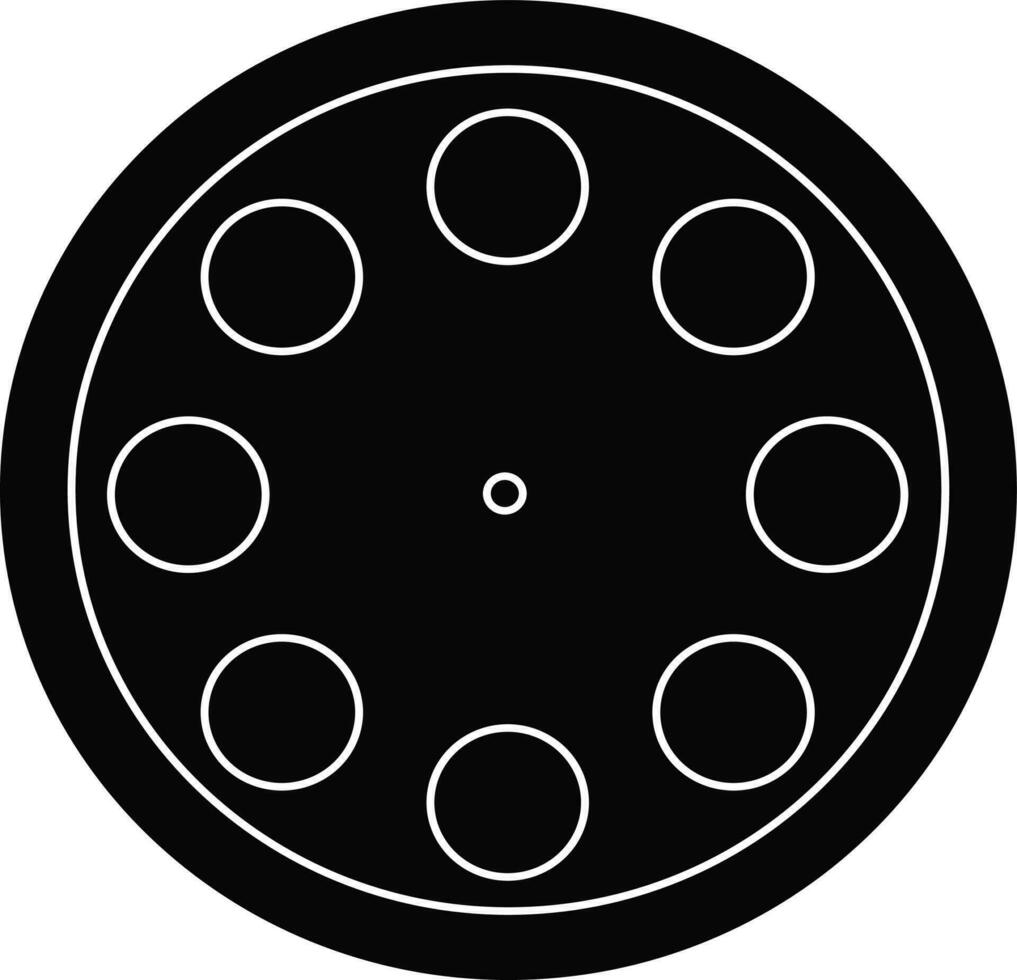 Black and white round film reel. vector