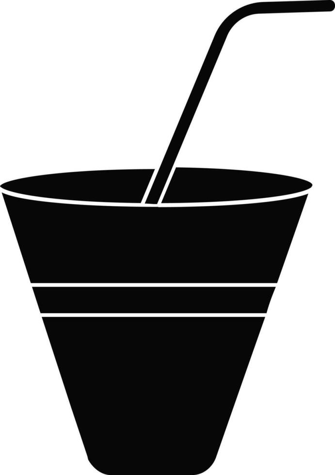 Black and white glass with straw. vector