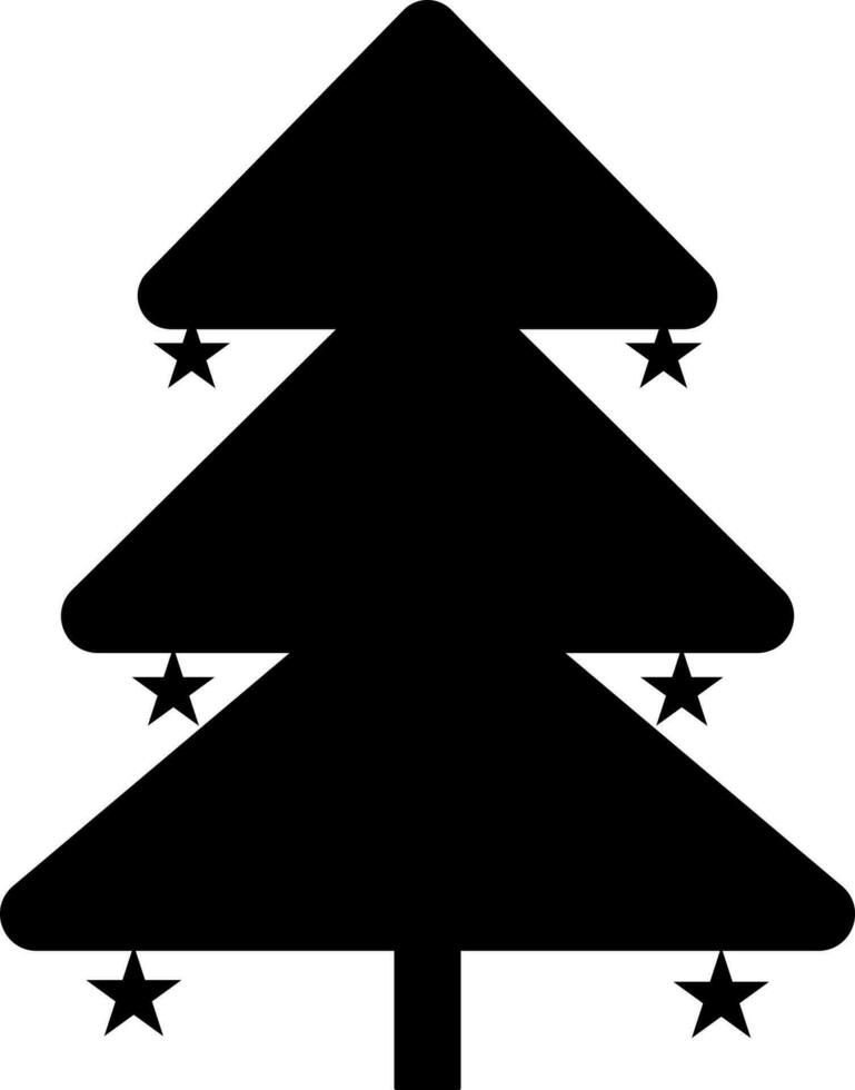 Black stars decorated christmas tree. vector