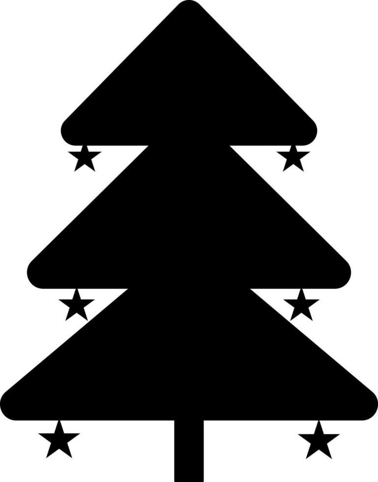 negro estrellas decorado Navidad árbol. vector