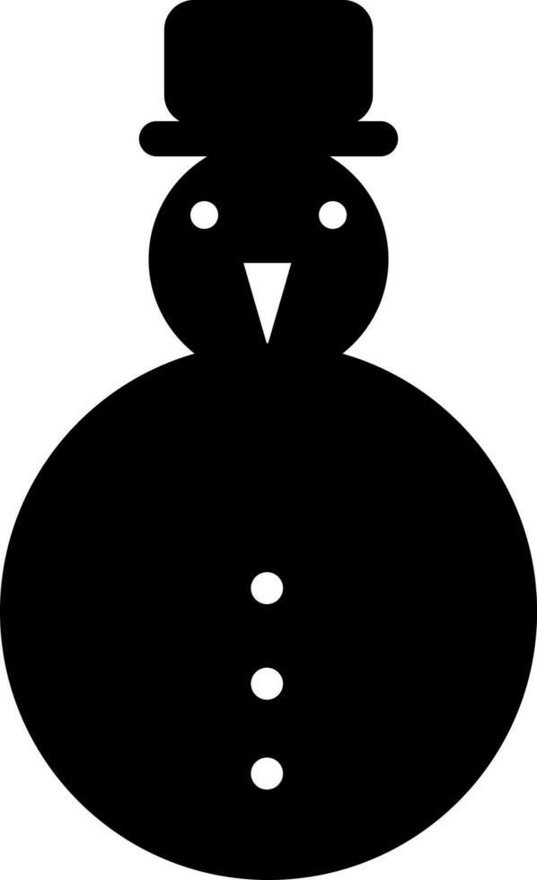 Black and White snowman wearing hat. vector