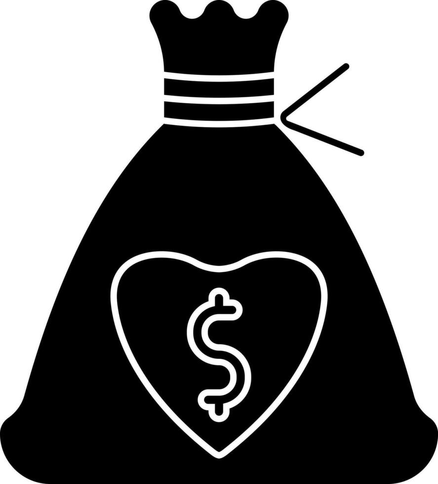 Glyph icon or symbol of money bag. vector
