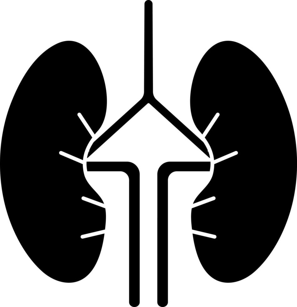 Glyph sign for Organ donation in Black and White color. vector