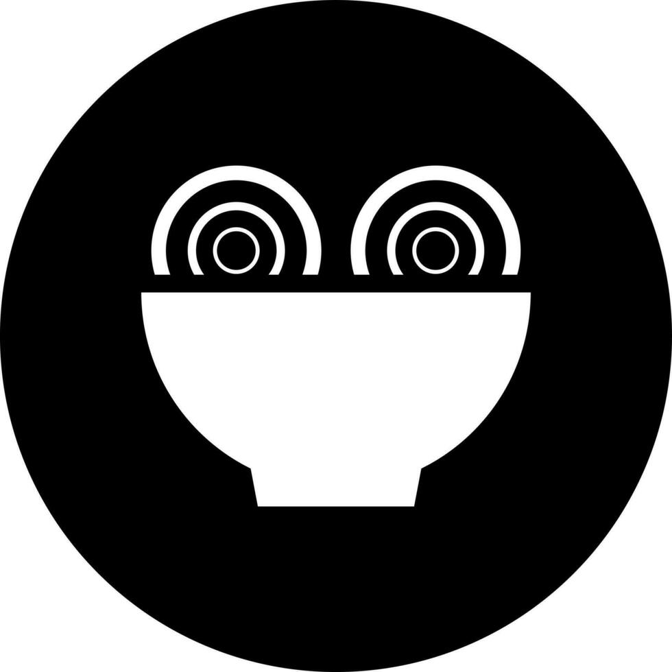 Noodle bowl icon in Black and White color. vector