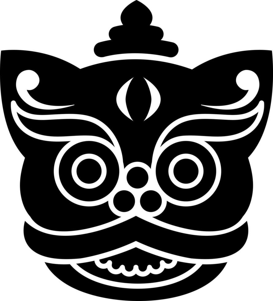 Black and White dragon face icon in flat style. vector