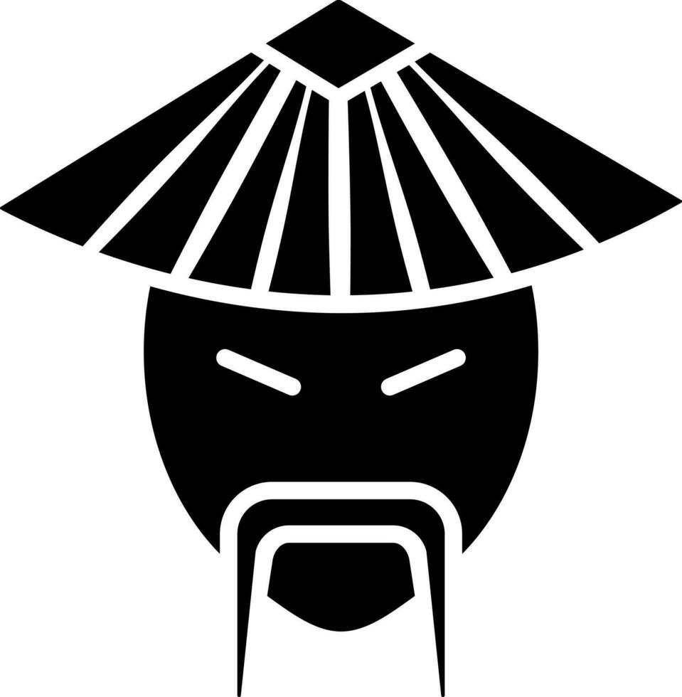 Illustration of chinese man face glyph icon. vector
