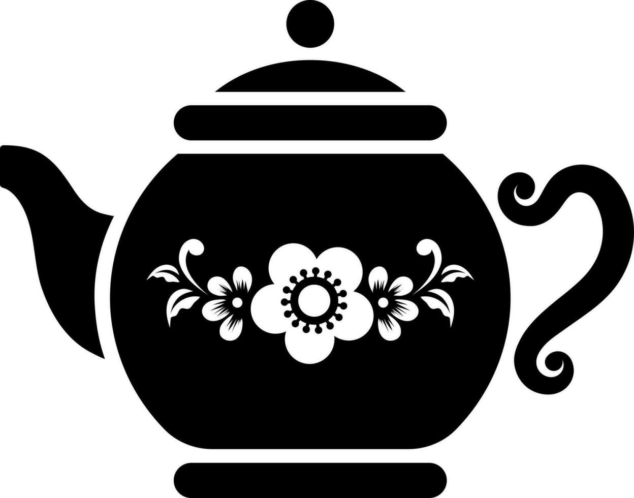 Kettle or teapot glyph icon in flat style. vector