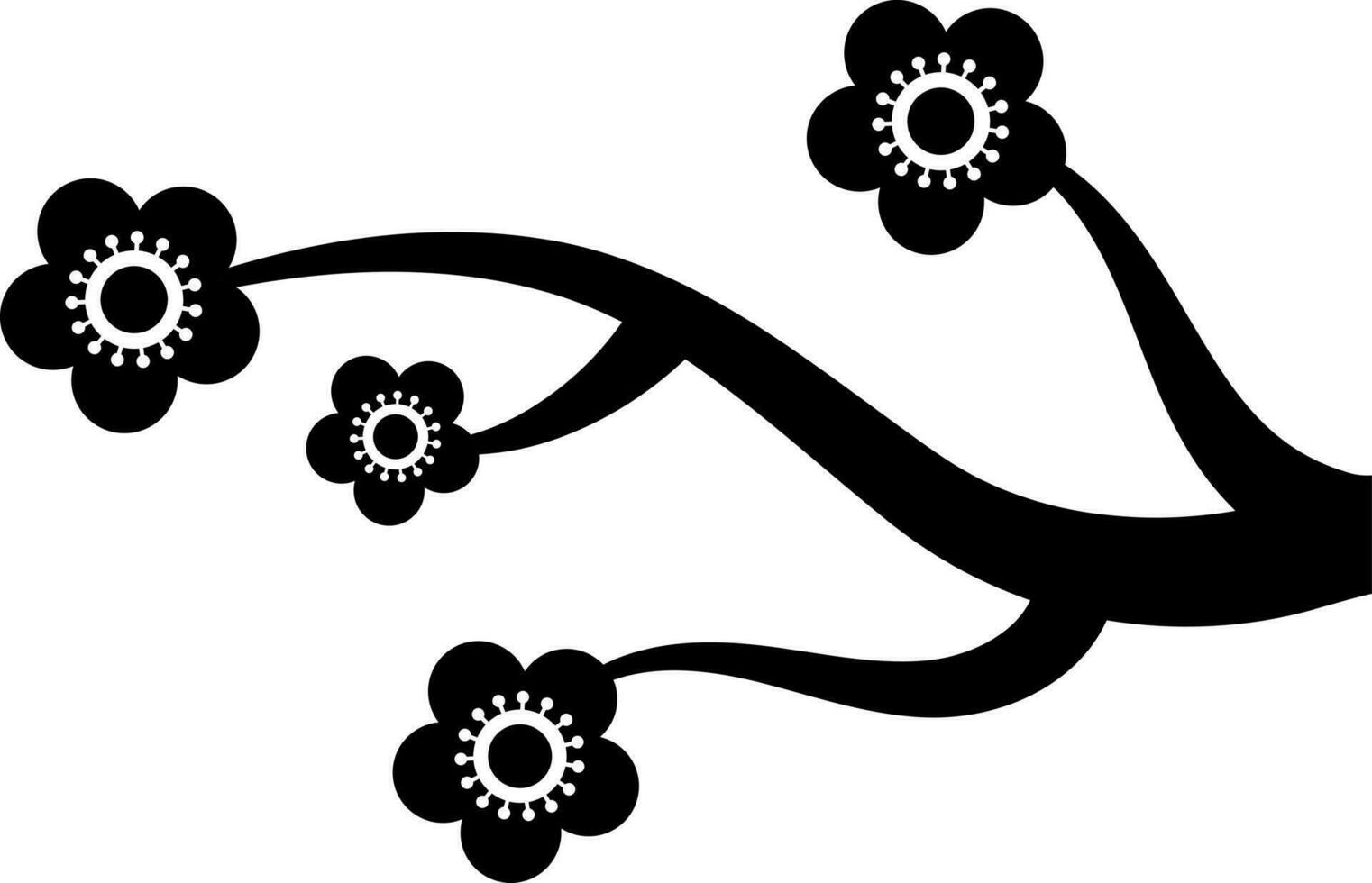 Floral branch icon in Black and White color. vector