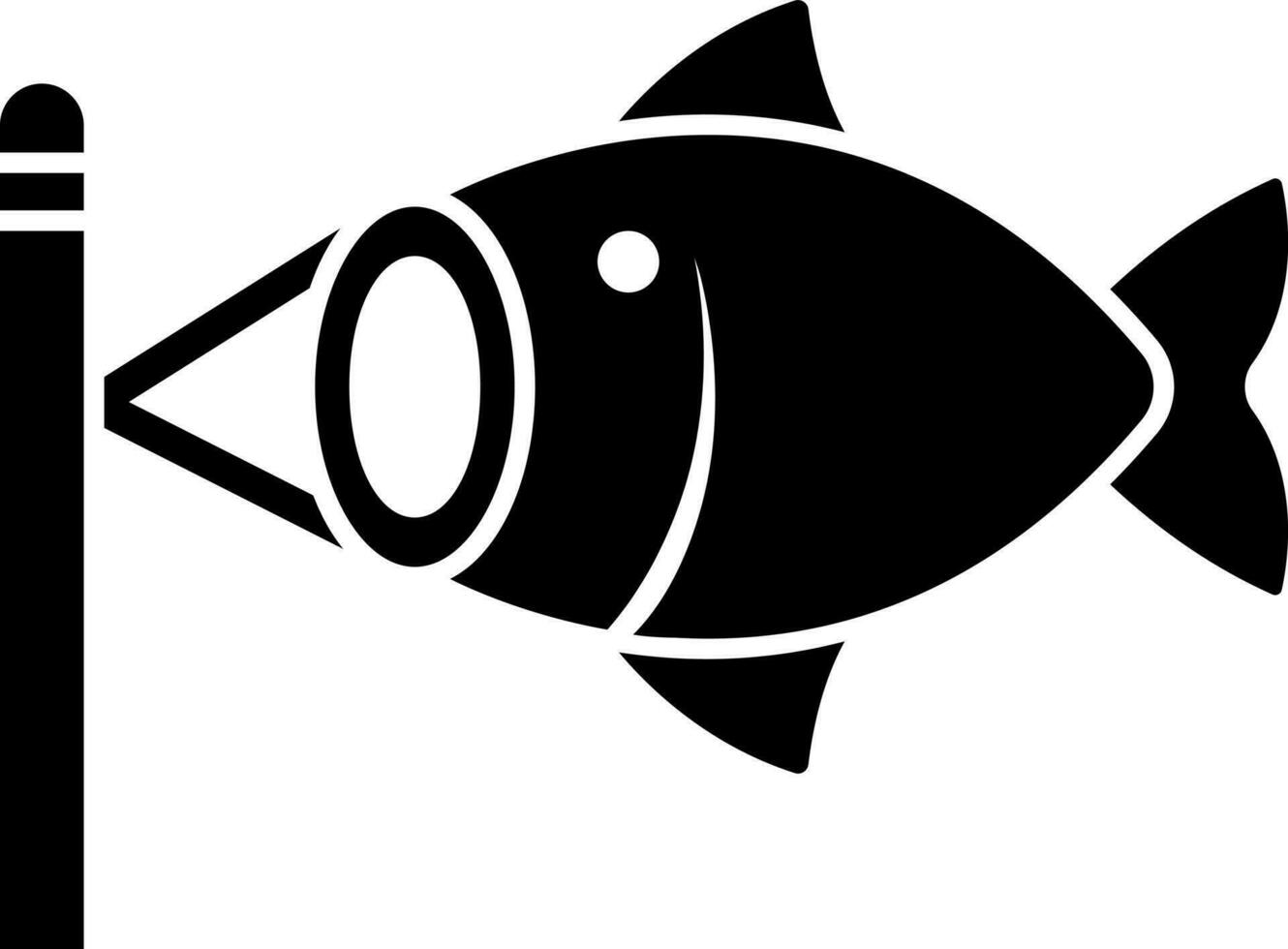 Black and White koinobori icon in flat style. vector