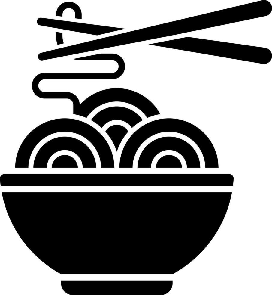 Black and White illustration of noodle bowl icon. vector