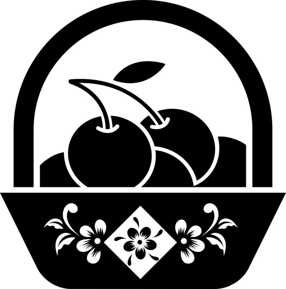 frutas mimbre o cesta glifo icono. vector