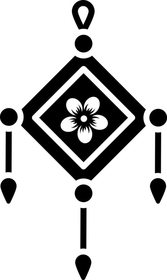 Chinese charm icon in Black and White color. vector