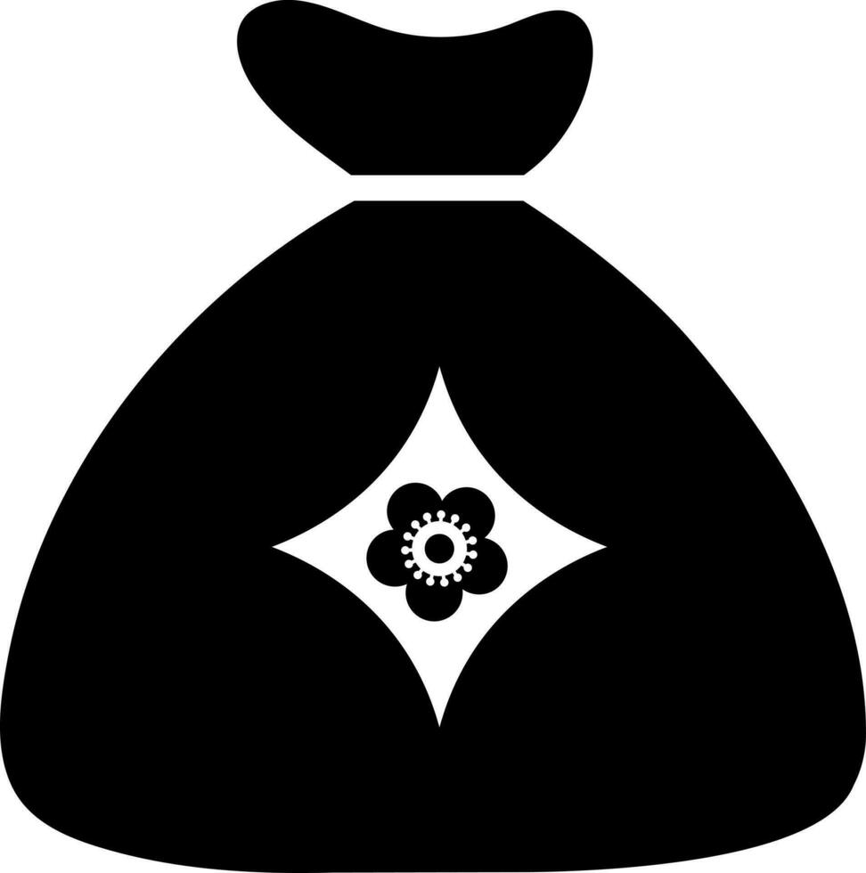 Black and White chinese sack bag icon in flat style. vector