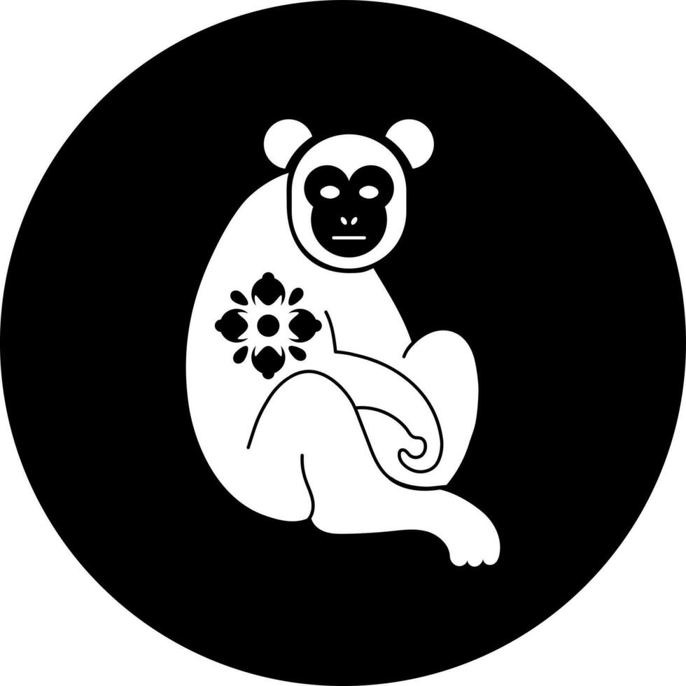 Chinese zodiac monkey icon in Black and White color. vector