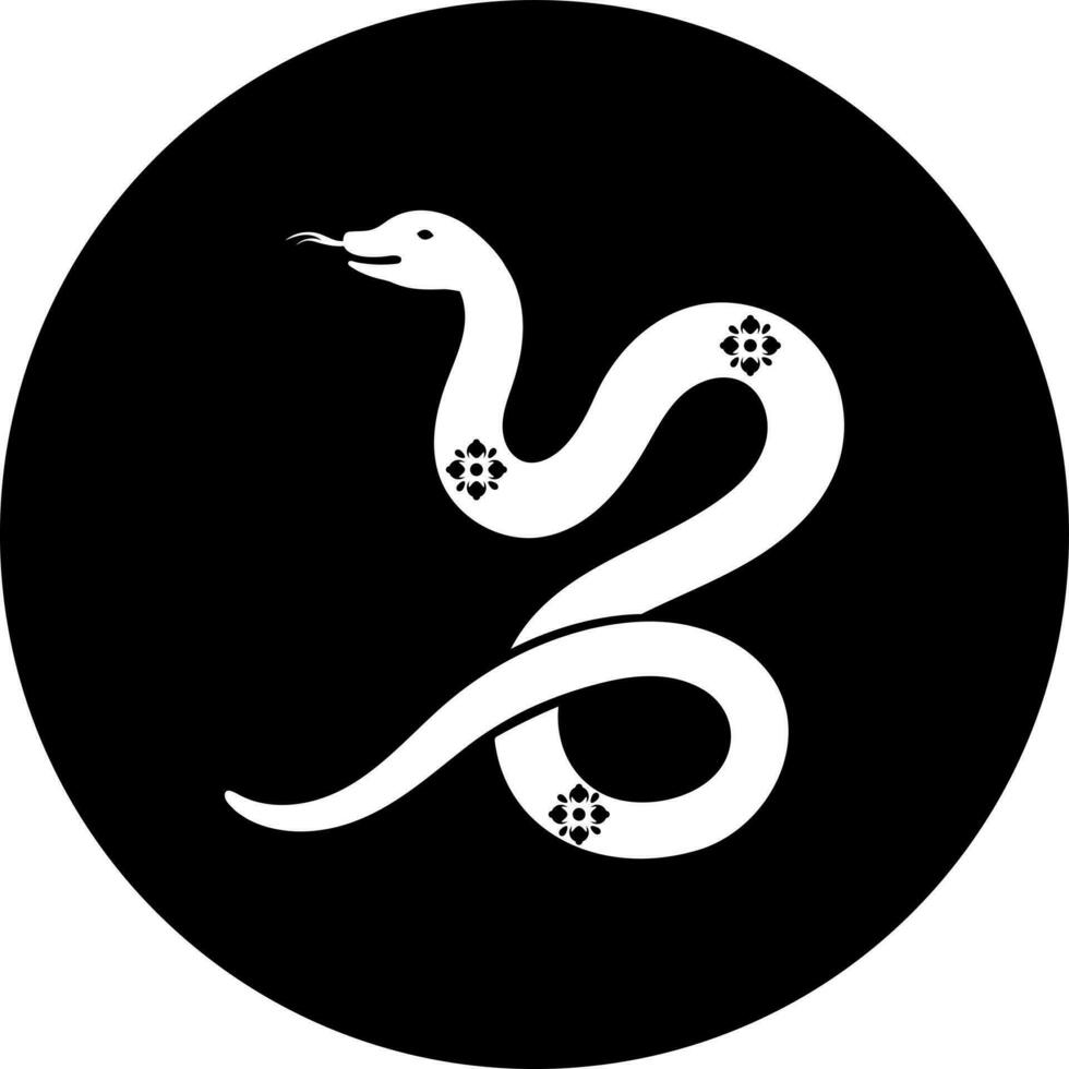 Black and White illustration of zodiac snake icon. vector