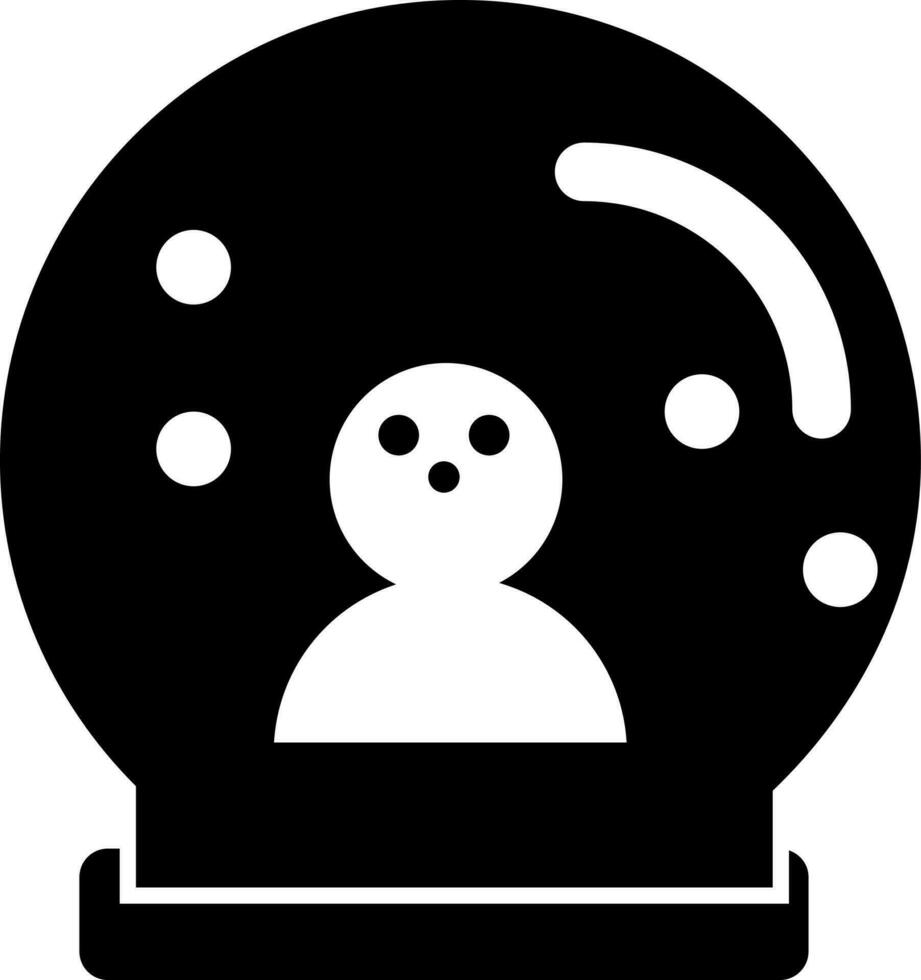 Snow globe with snowman Black and White icon. vector
