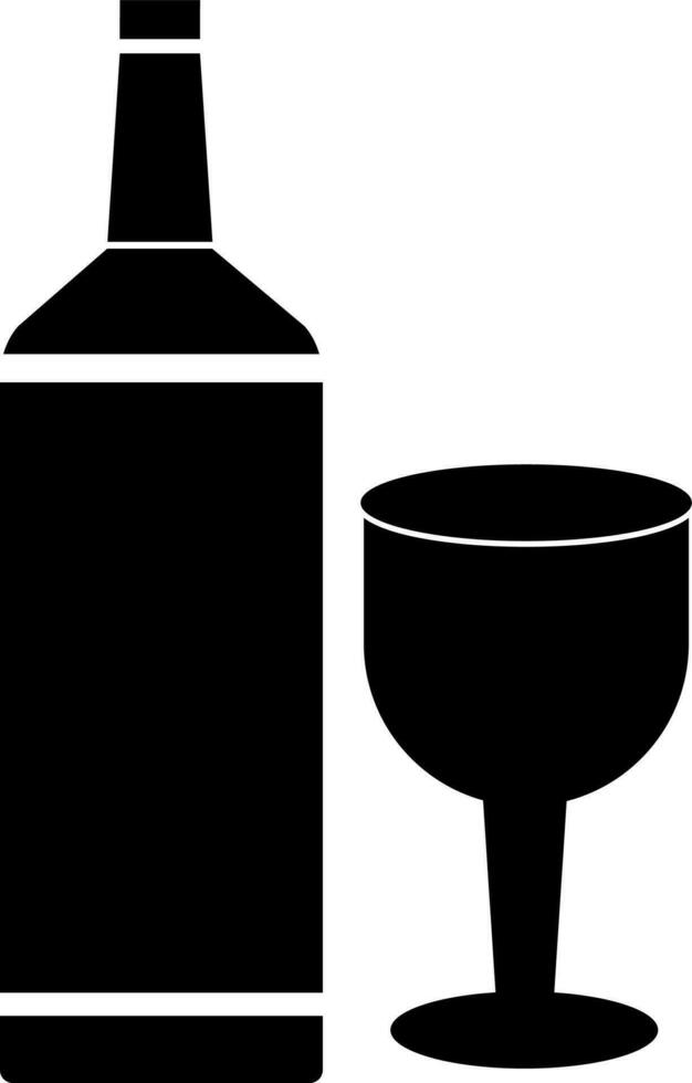 Black and White icon of Bottle and glass for Food and Drink concept. vector