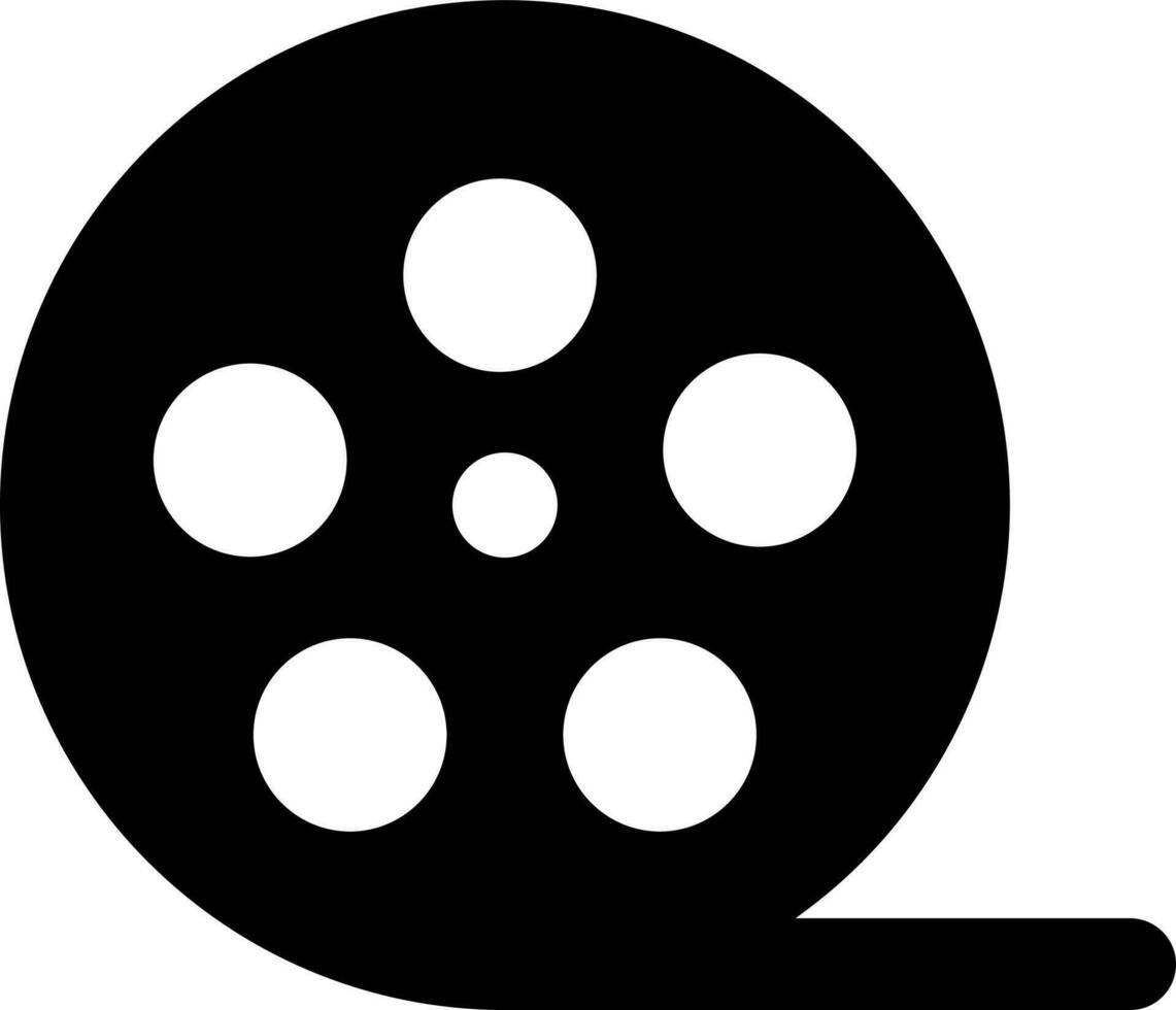 Black and White icon of cinema tape and film reel. vector