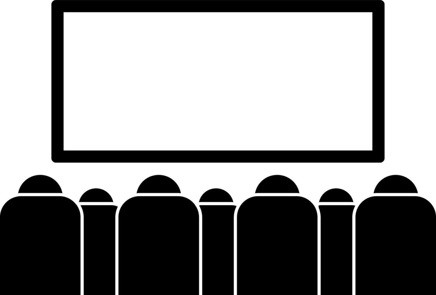 Cinema hall with screen and seats in illustration. vector