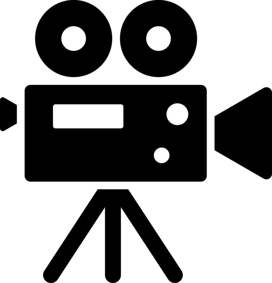 Black and White illustration of video camera icon. vector