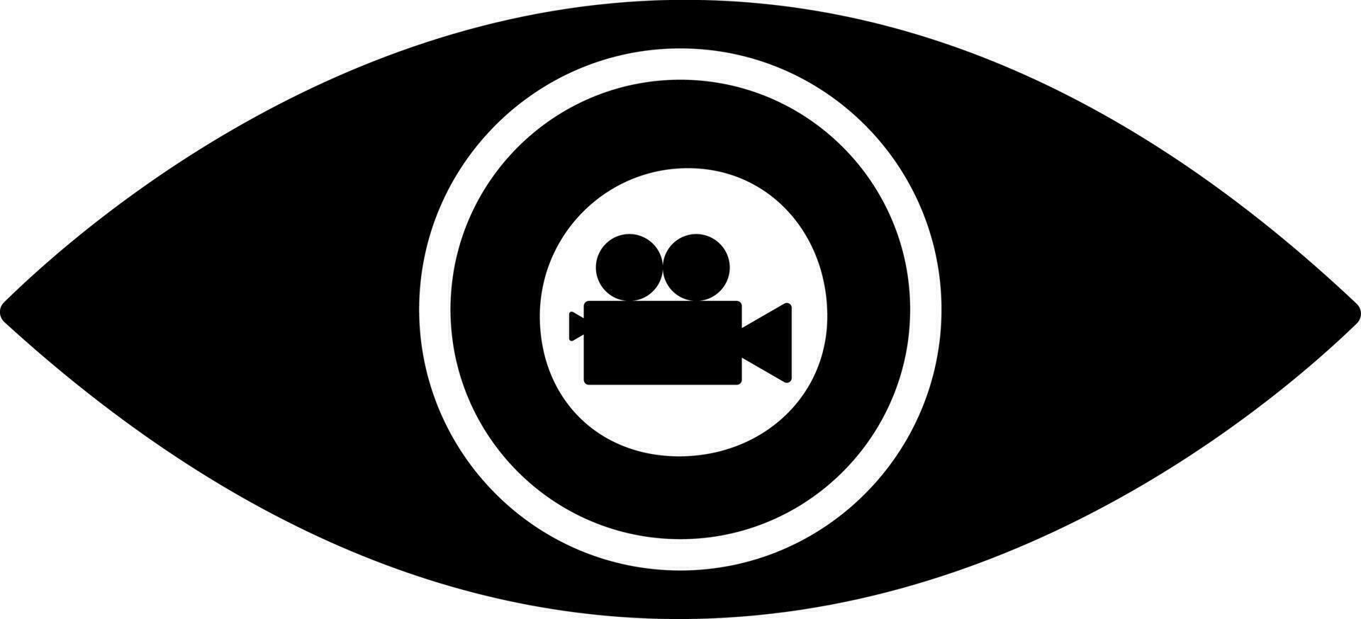 vídeo ojo cámara icono en negro y blanco color. vector