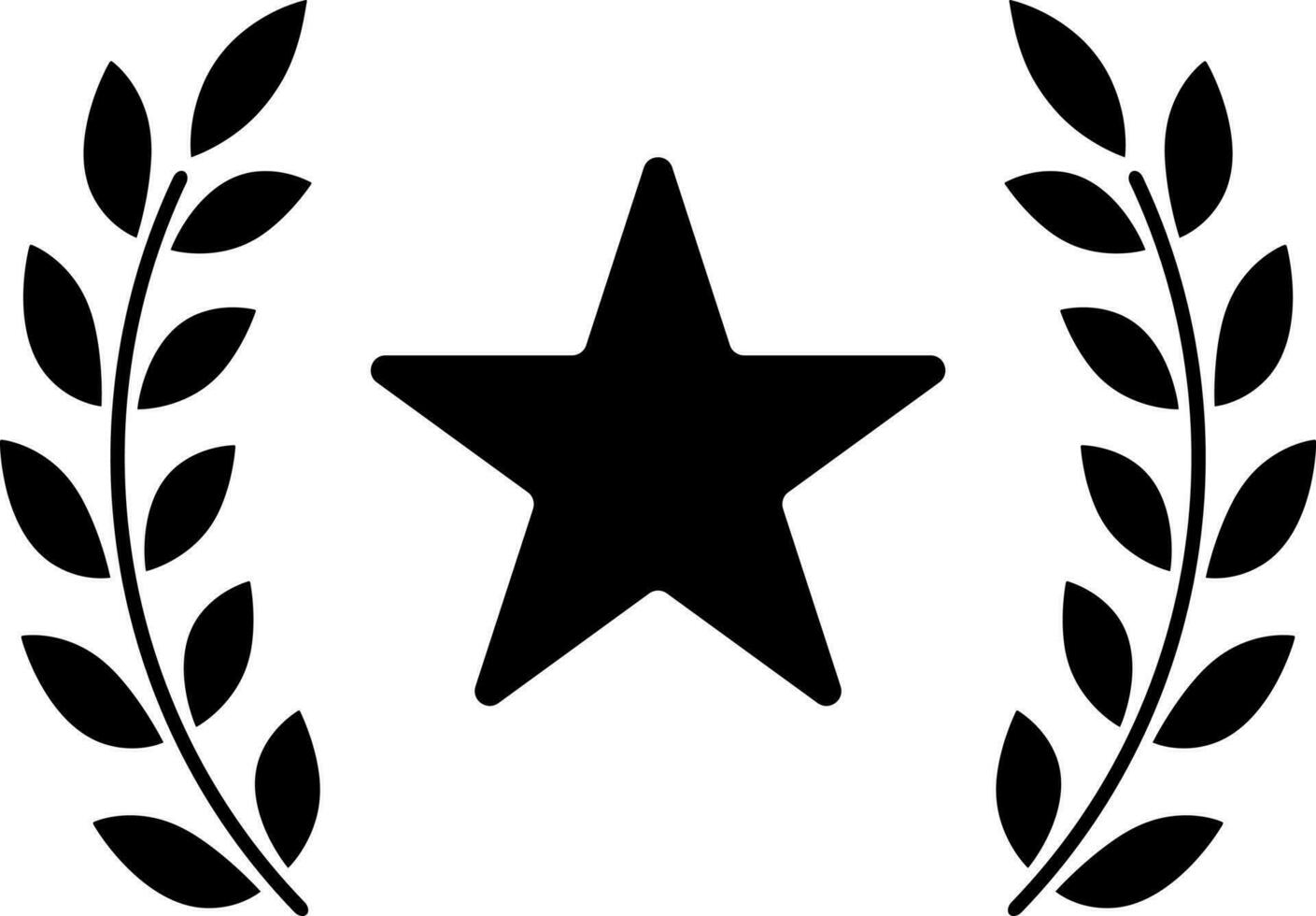 Star with laurel wreath or award glyph icon. vector